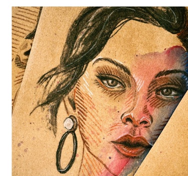 Portrait féminin à la sanguine sur papier kraft